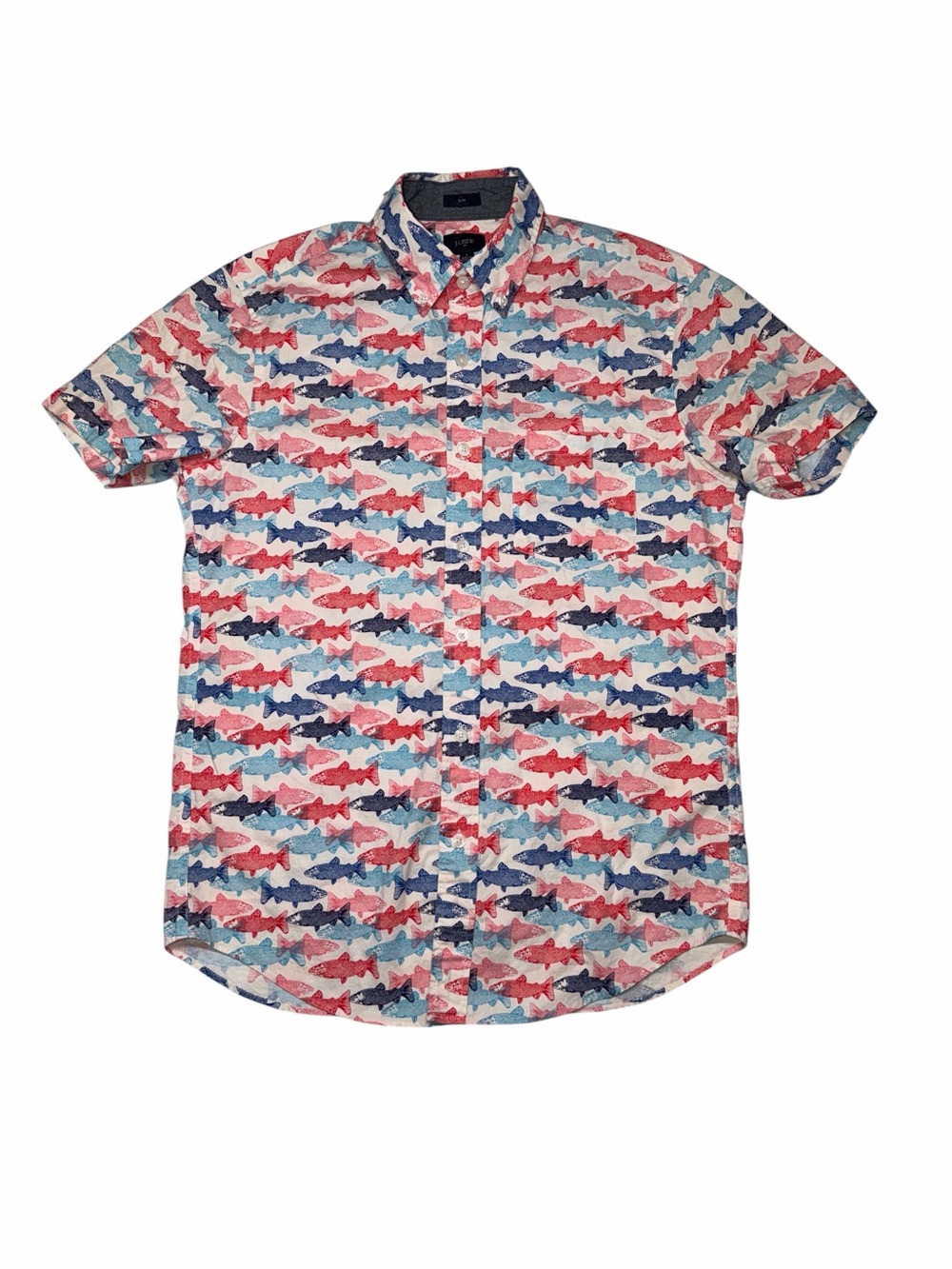 J.CREW Trout Casual Button Down Shirt Mens Small Slim Short Sleeve Front Pocket